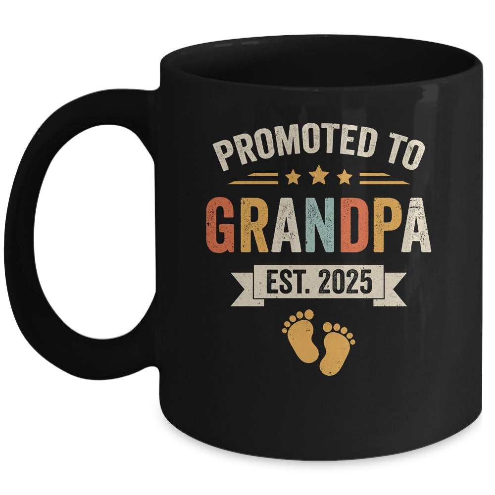 Promoted To Grandpa 2025 Retro Soon To Be Grandpa Est 2025 Mug | teecentury