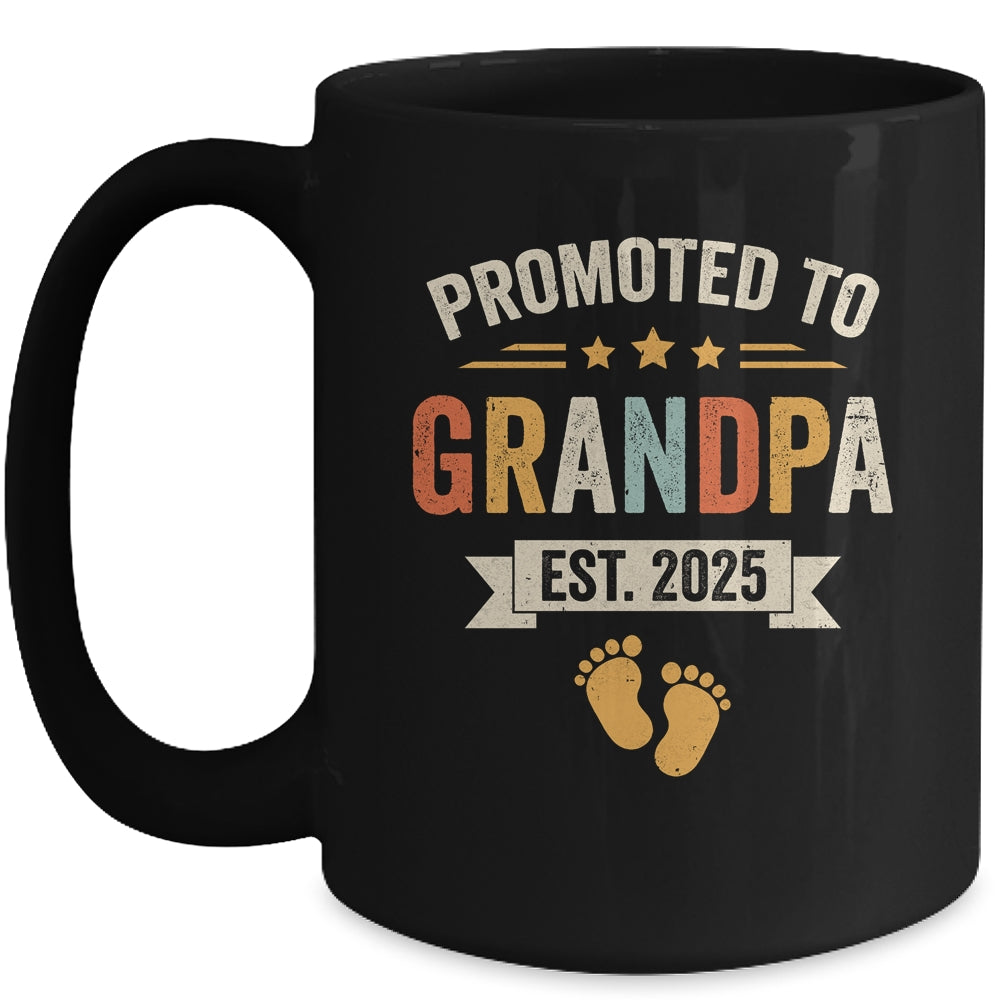 Promoted To Grandpa 2025 Retro Soon To Be Grandpa Est 2025 Mug | teecentury