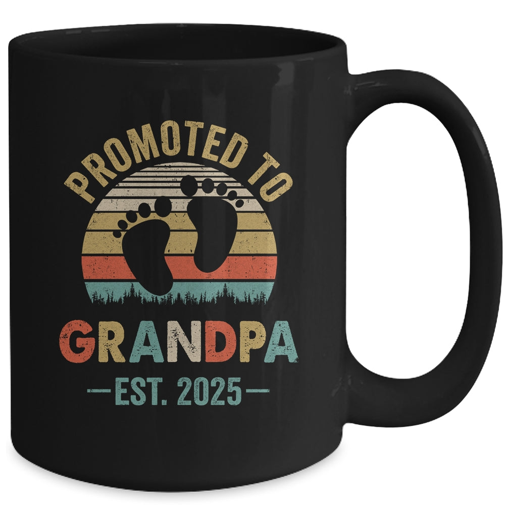 Promoted To Grandpa Est 2025 Fathers Day Vintage Mug | teecentury