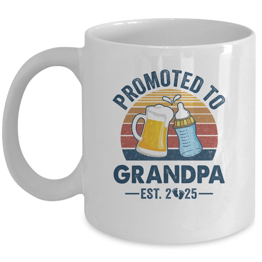 Promoted To Grandpa Est 2025 First Time Fathers Day Vintage Mug | teecentury