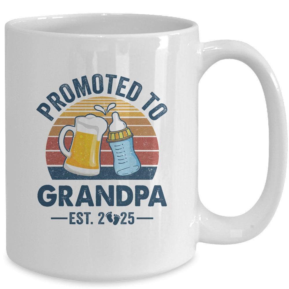 Promoted To Grandpa Est 2025 First Time Fathers Day Vintage Mug | teecentury