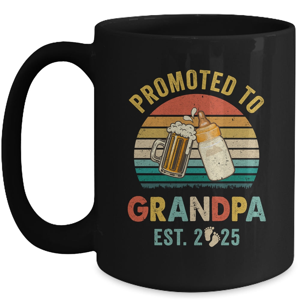 Promoted To Grandpa Est 2025 Vintage New Fathers Day Mug | teecentury