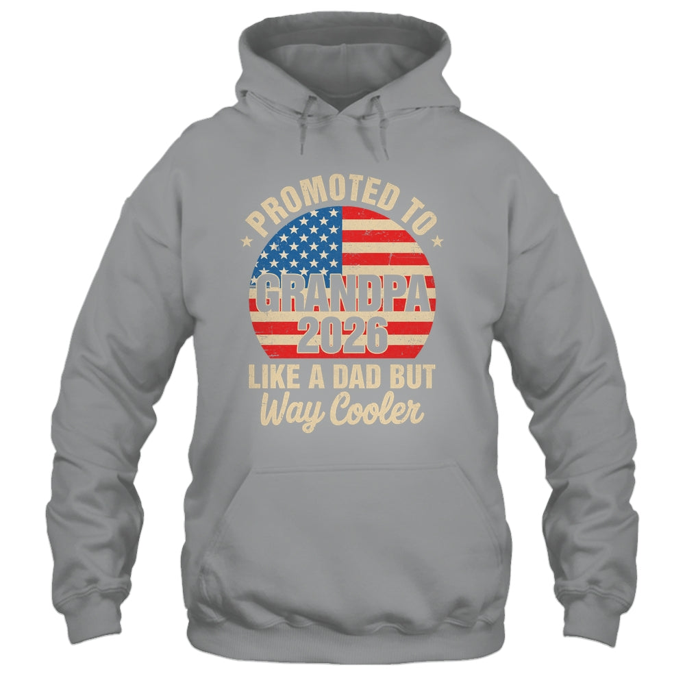 Promoted To Grandpa Est 2026 Soon To Be New Grandad US Flag Shirt & Hoodie | teecentury