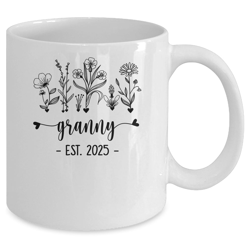 Promoted To Granny Est 2025 Pregnancy Announcement Flower Mug | teecentury
