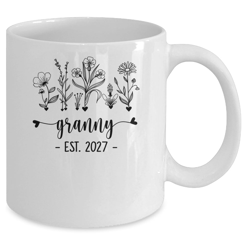 Promoted To Granny Est 2027 Pregnancy Announcement Flower Mug | teecentury