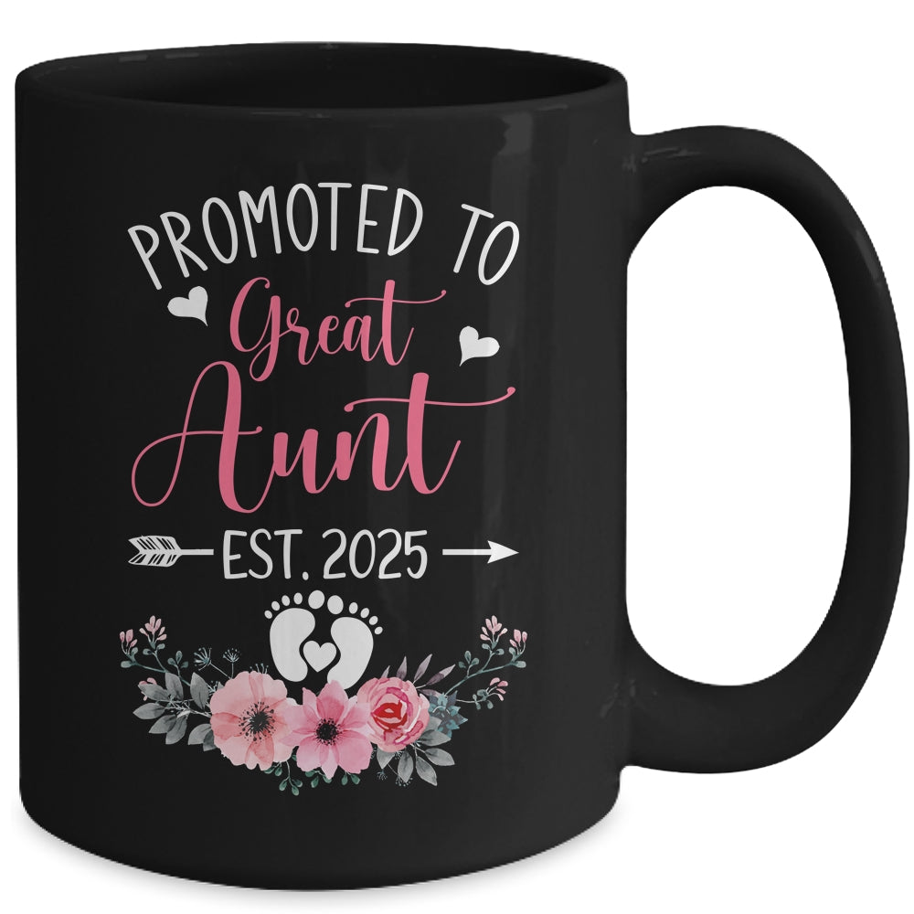 Promoted To Great Aunt Est 2025 Mothers Day Mug | teecentury