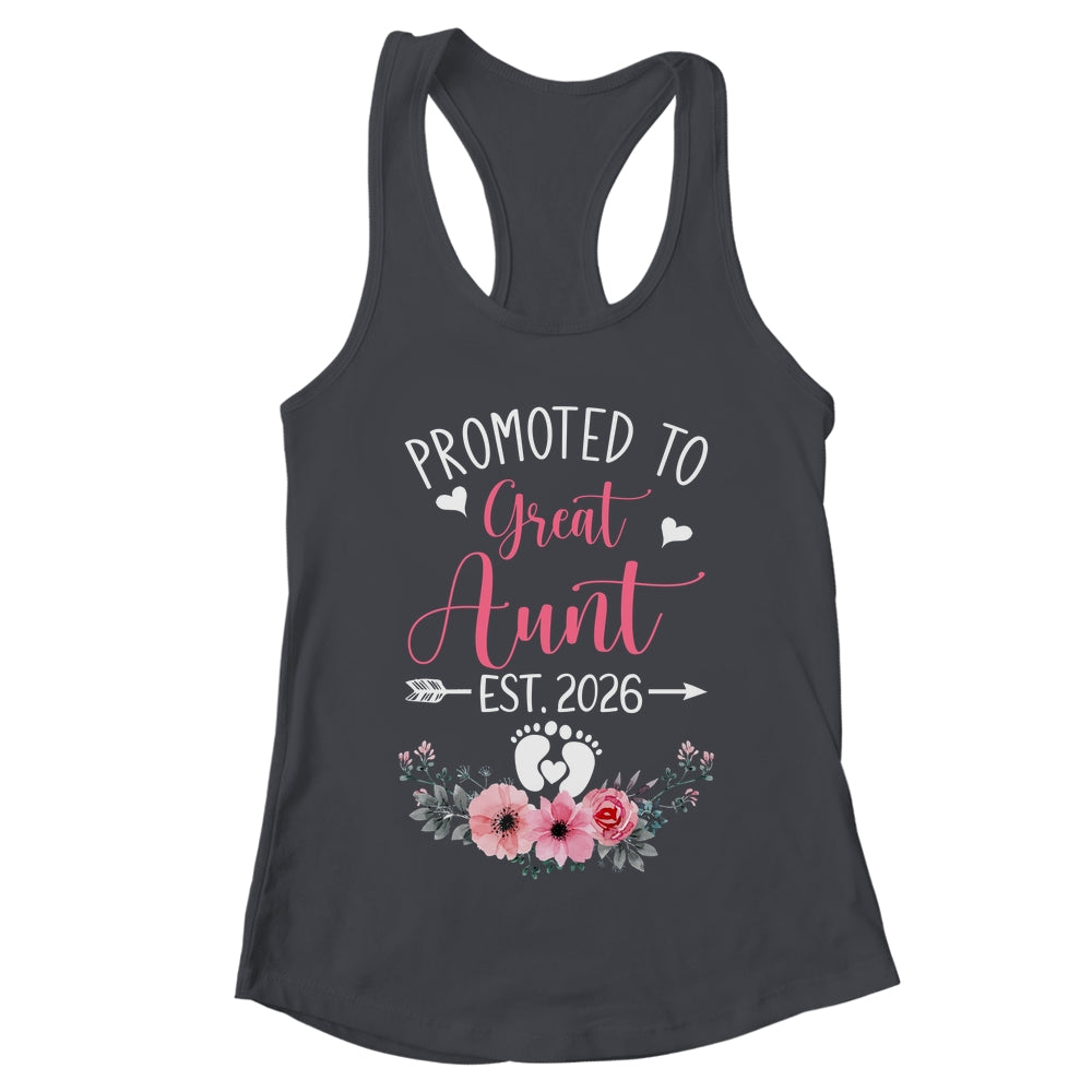 Promoted To Great Aunt Est 2026 Mothers Day Shirt & Tank Top | teecentury