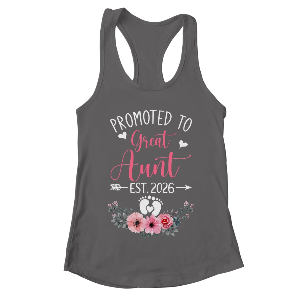 Promoted To Great Aunt Est 2026 Mothers Day Shirt & Tank Top | teecentury