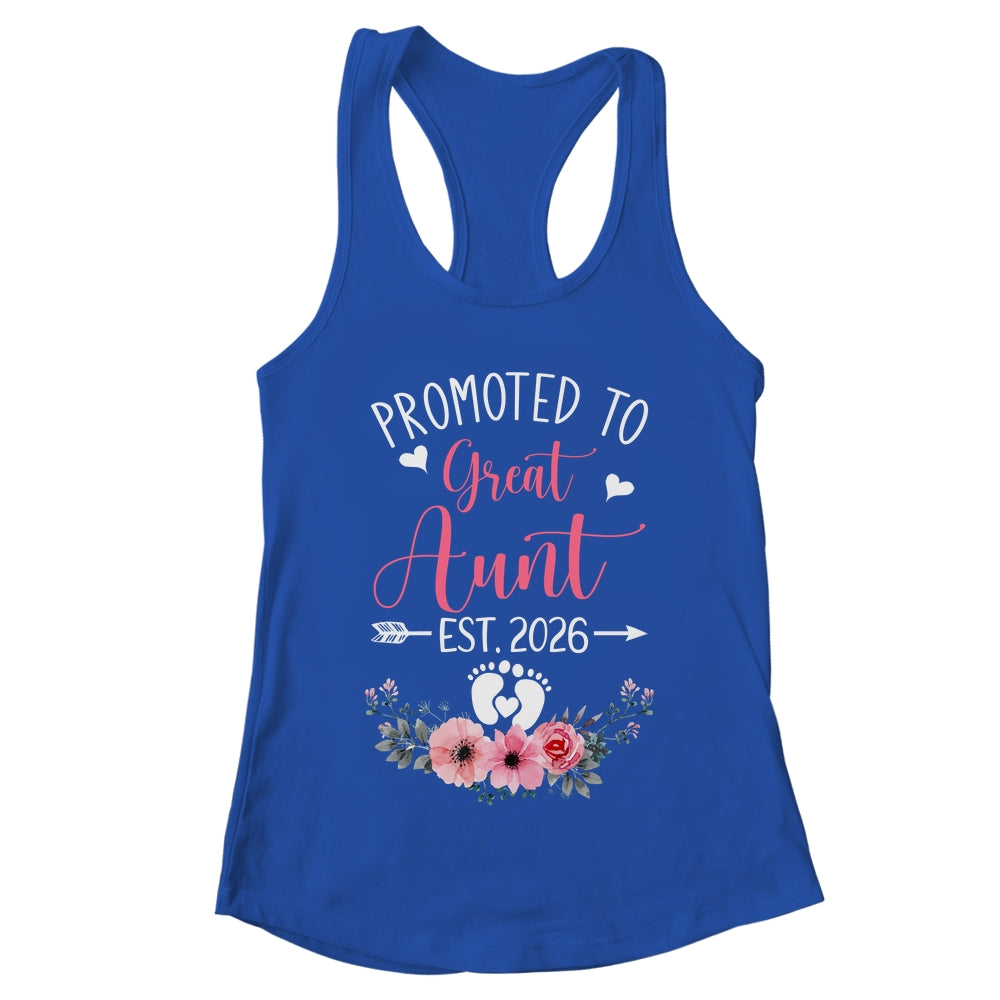 Promoted To Great Aunt Est 2026 Mothers Day Shirt & Tank Top | teecentury
