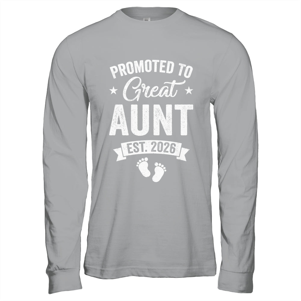 Promoted To Great Aunt Est 2026 Pregnancy Announcement Shirt & Hoodie | teecentury