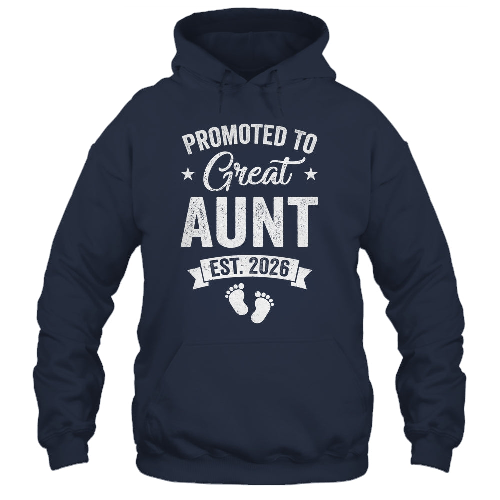 Promoted To Great Aunt Est 2026 Pregnancy Announcement Shirt & Hoodie | teecentury