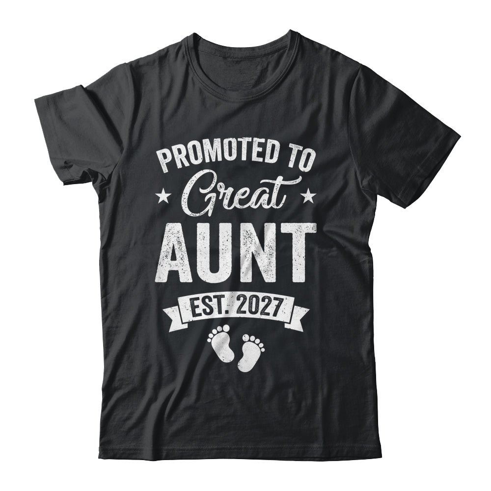 Promoted To Great Aunt Est 2027 Pregnancy Announcement Shirt & Tank Top | teecentury