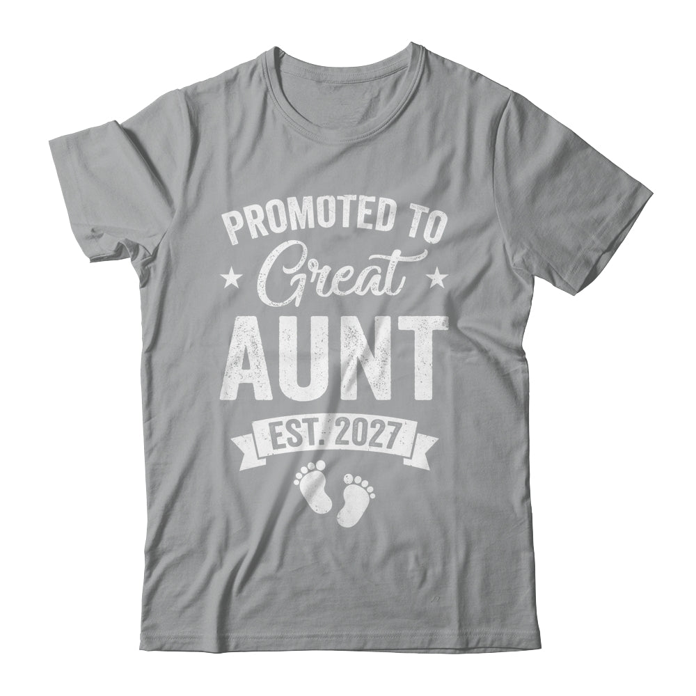 Promoted To Great Aunt Est 2027 Pregnancy Announcement Shirt & Tank Top | teecentury