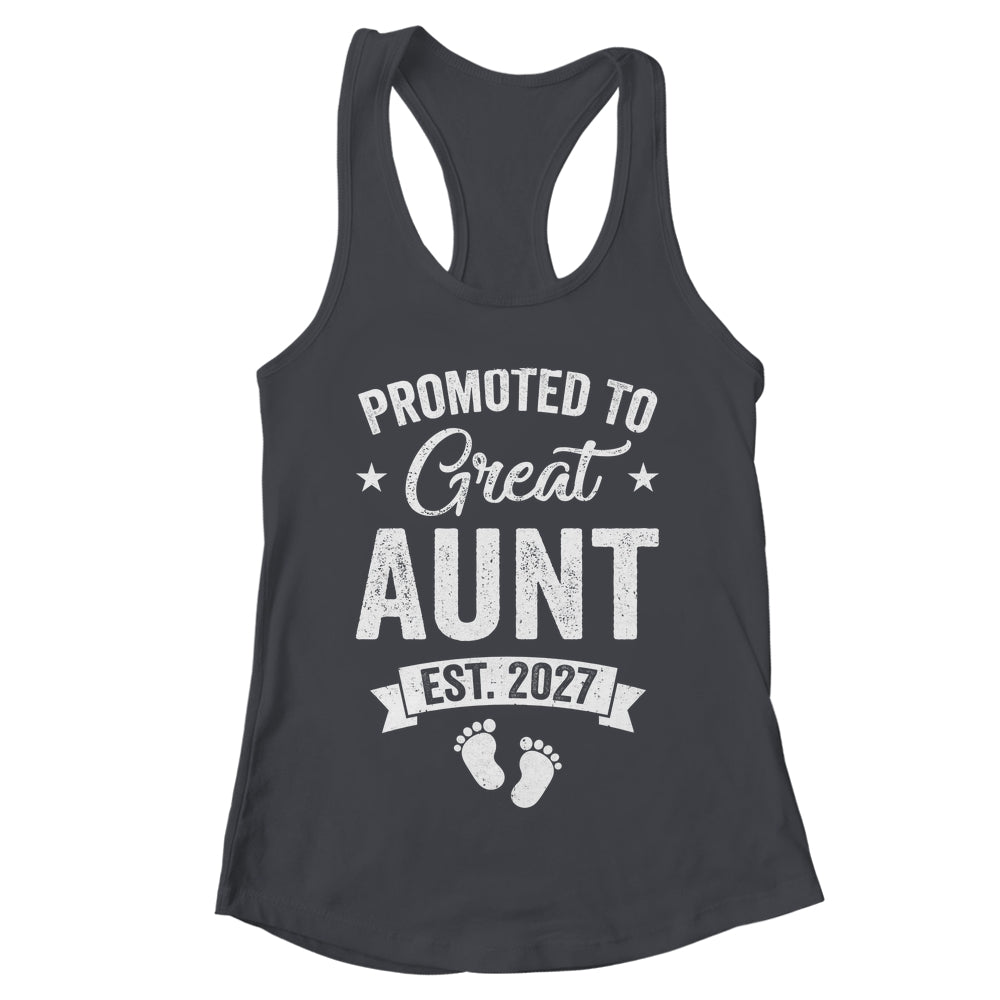 Promoted To Great Aunt Est 2027 Pregnancy Announcement Shirt & Tank Top | teecentury