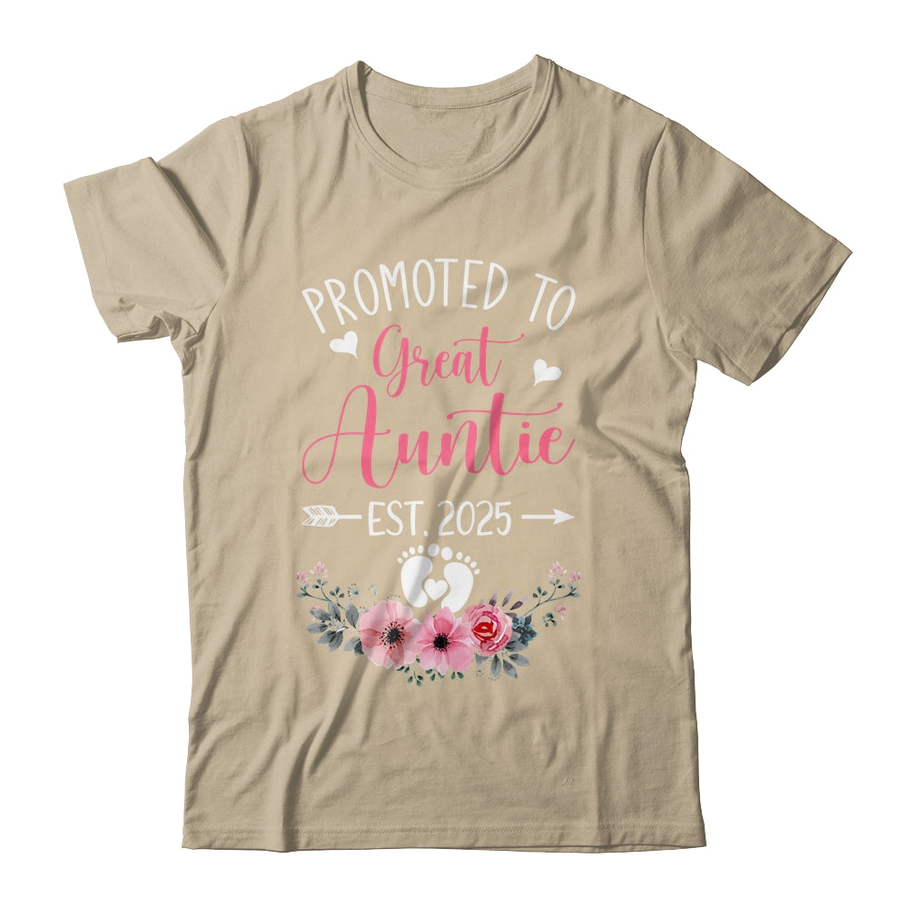 Promoted To Great Auntie Est 2025 Mothers Day Shirt & Tank Top | teecentury