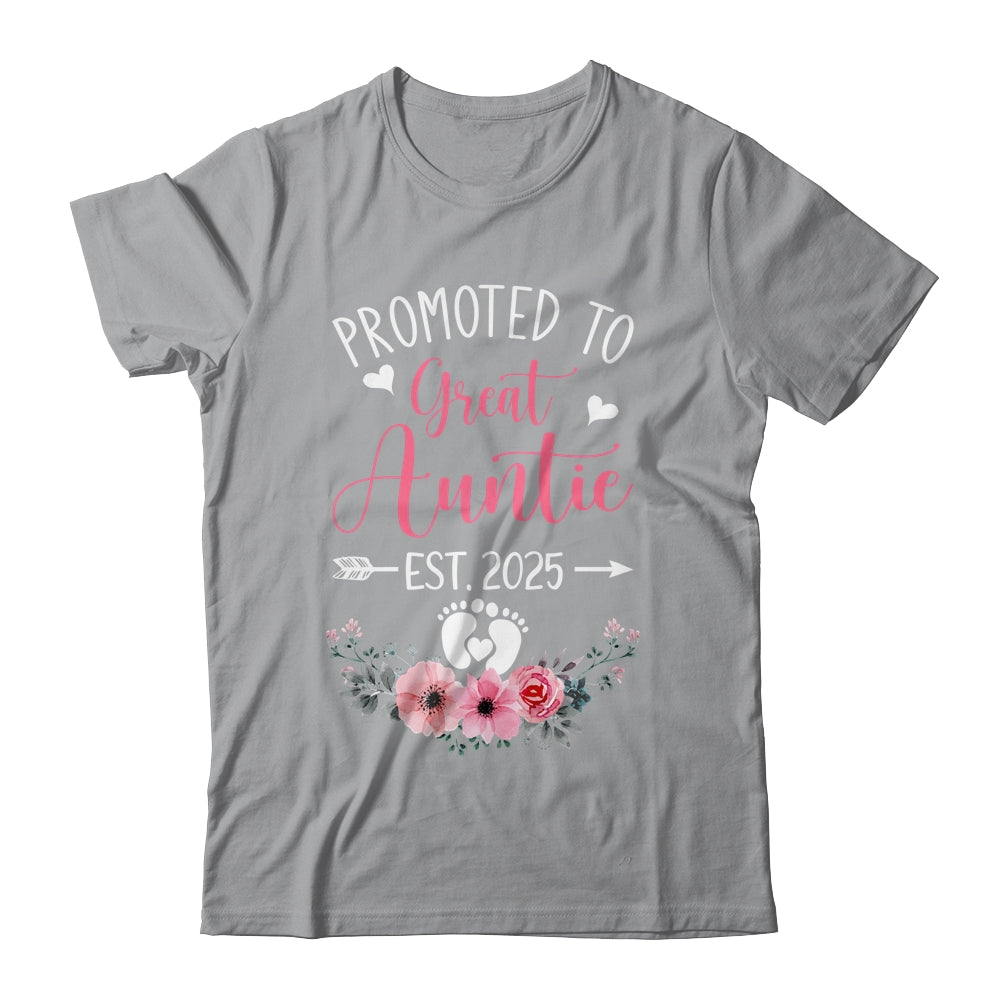 Promoted To Great Auntie Est 2025 Mothers Day Shirt & Tank Top | teecentury