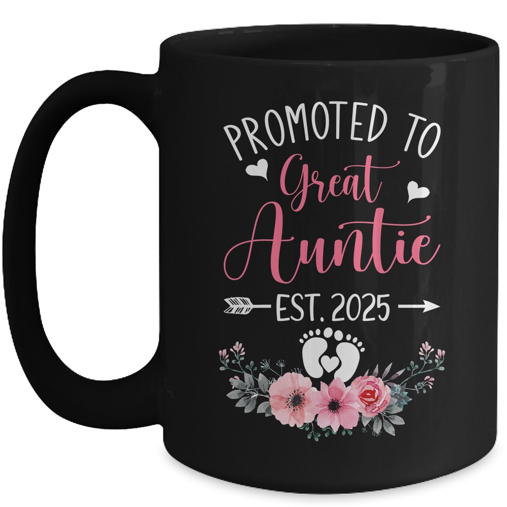 Promoted To Great Auntie Est 2025 Mothers Day Mug | teecentury