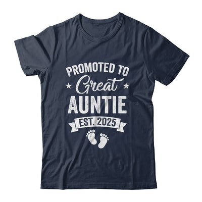 Promoted To Great Auntie Est 2025 Pregnancy Announcement Shirt & Tank Top | teecentury