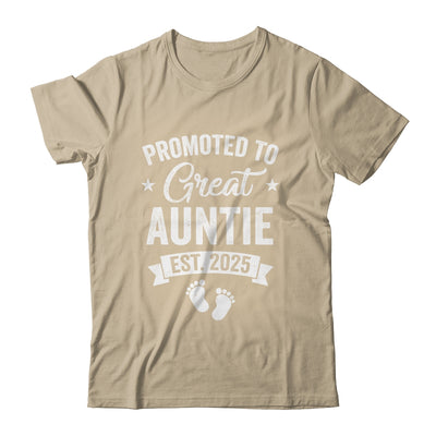 Promoted To Great Auntie Est 2025 Pregnancy Announcement Shirt & Tank Top | teecentury