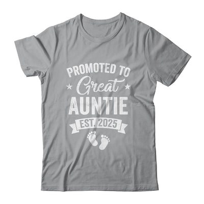 Promoted To Great Auntie Est 2025 Pregnancy Announcement Shirt & Tank Top | teecentury