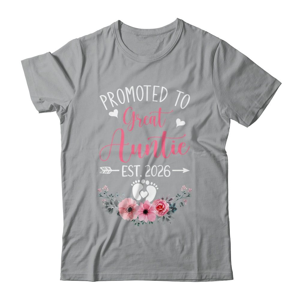 Promoted To Great Auntie Est 2026 Mothers Day Shirt & Tank Top | teecentury