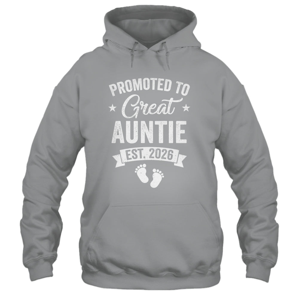 Promoted To Great Auntie Est 2026 Pregnancy Announcement Shirt & Hoodie | teecentury