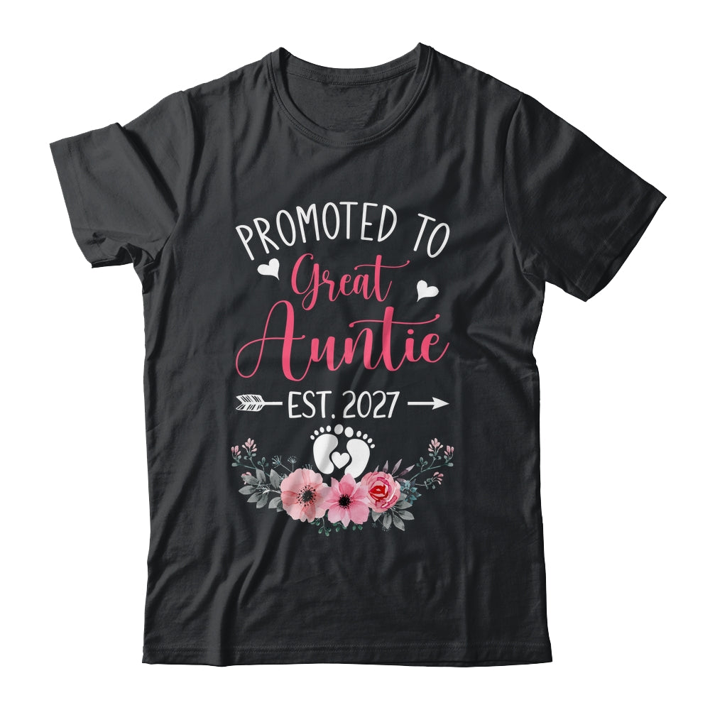Promoted To Great Auntie Est 2027 Mothers Day Shirt & Tank Top | teecentury