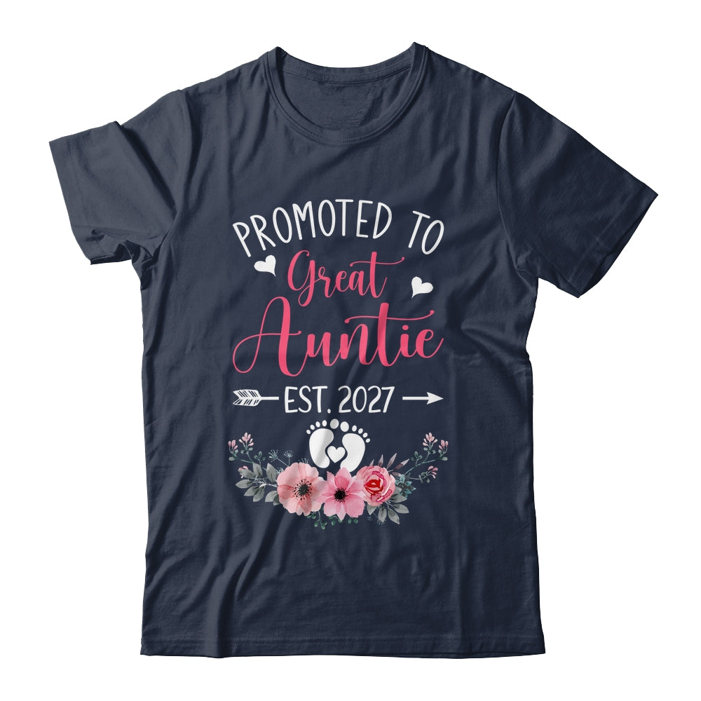 Promoted To Great Auntie Est 2027 Mothers Day Shirt & Tank Top | teecentury