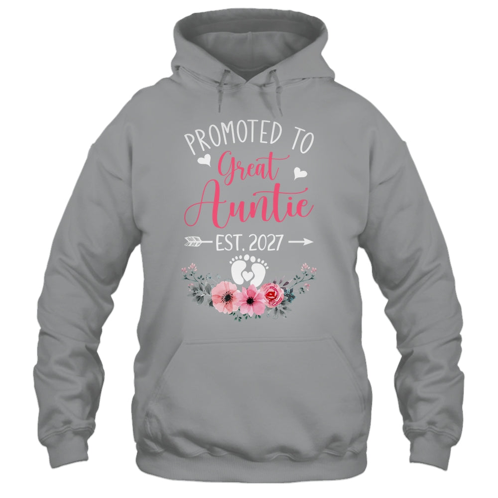 Promoted To Great Auntie Est 2027 Mothers Day Shirt & Tank Top | teecentury