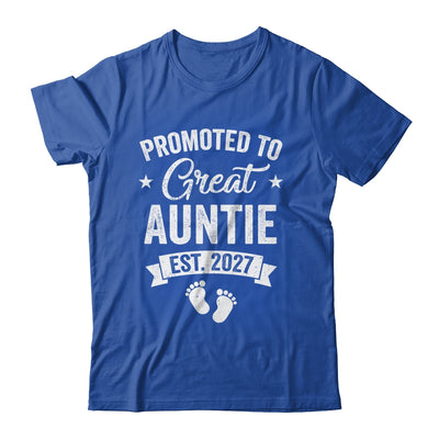 Promoted To Great Auntie Est 2027 Pregnancy Announcement Shirt & Tank Top | teecentury