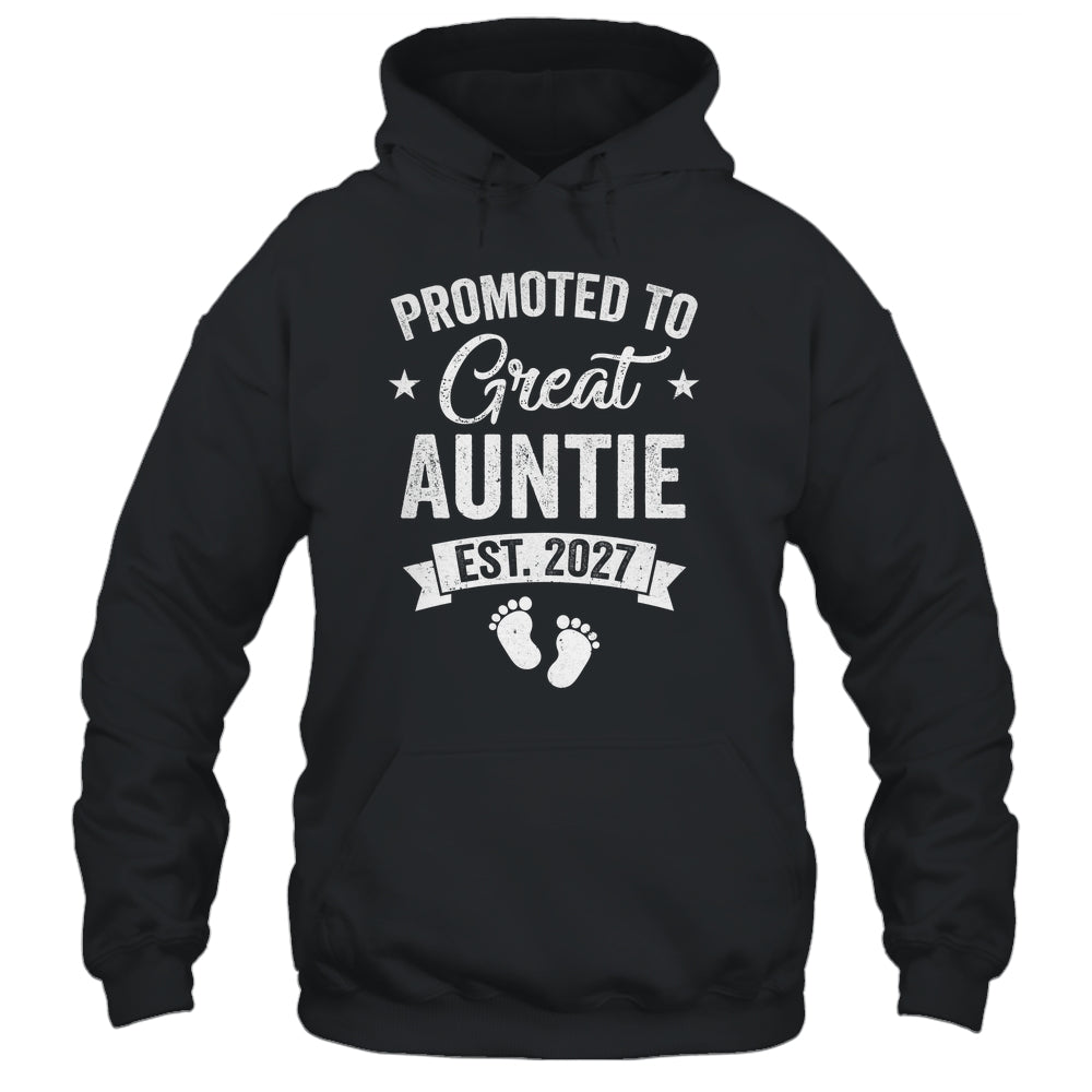 Promoted To Great Auntie Est 2027 Pregnancy Announcement Shirt & Tank Top | teecentury