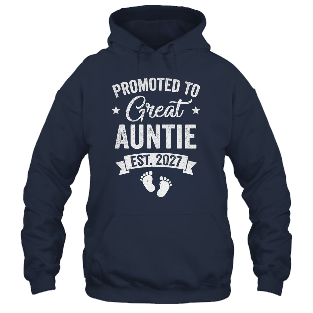 Promoted To Great Auntie Est 2027 Pregnancy Announcement Shirt & Tank Top | teecentury