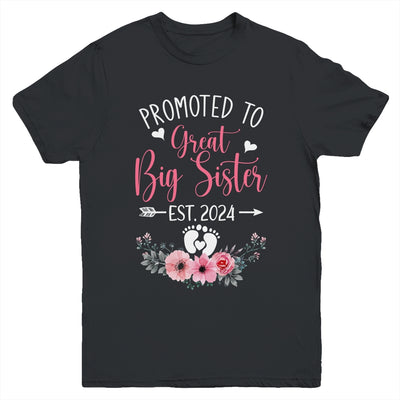 Promoted To Great Big Sister Est 2024 New Sister Youth Shirt | teecentury