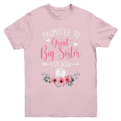 Promoted To Great Big Sister Est 2024 New Sister Youth Shirt | teecentury