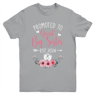 Promoted To Great Big Sister Est 2024 New Sister Youth Shirt | teecentury