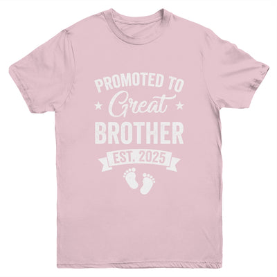 Promoted To Great Brother Est 2025 Pregnancy Announcement Youth Shirt | teecentury