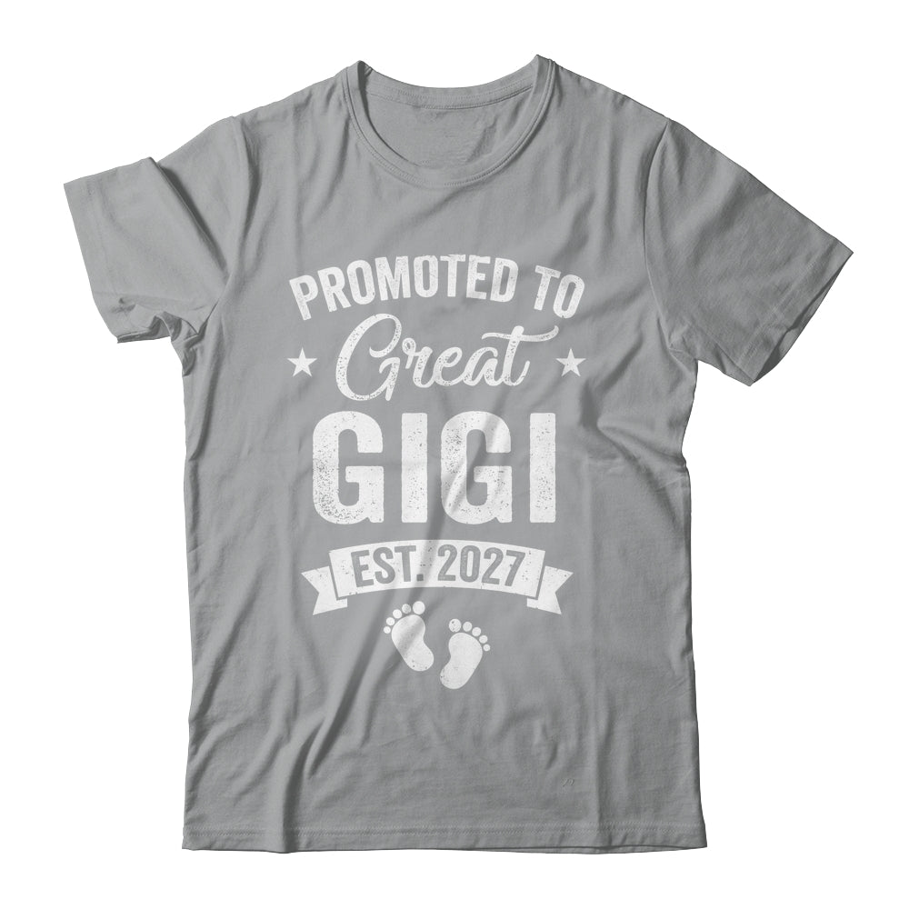 Promoted To Great Gigi Est 2027 Pregnancy Announcement Shirt & Tank Top | teecentury