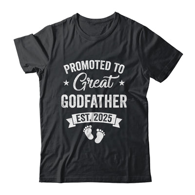 Promoted To Great Godfather Est 2025 Pregnancy Announcement Shirt & Hoodie | teecentury