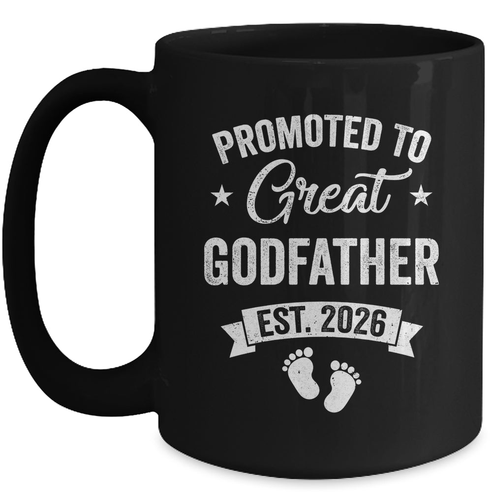 Promoted To Great Godfather Est 2026 Pregnancy Announcement Mug | teecentury