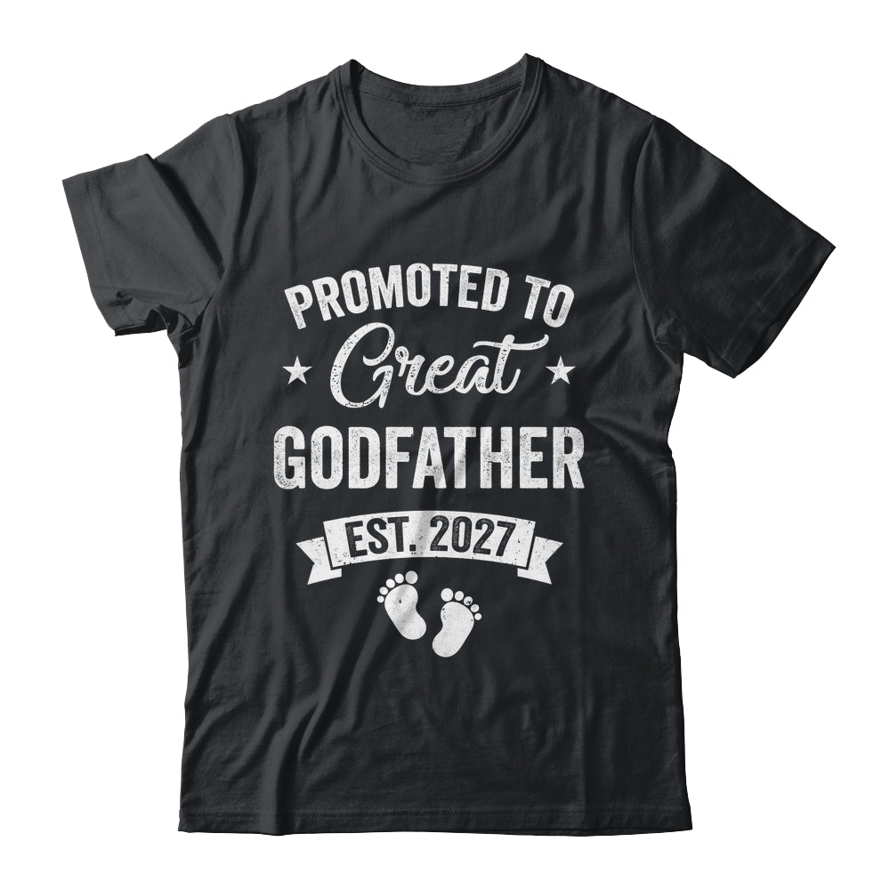 Promoted To Great Godfather Est 2027 Pregnancy Announcement Shirt & Hoodie | teecentury