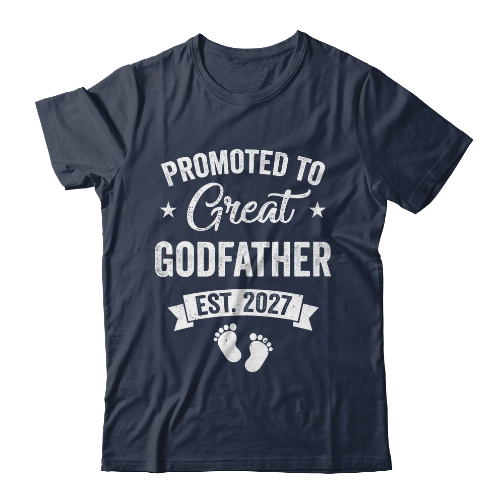 Promoted To Great Godfather Est 2027 Pregnancy Announcement Shirt & Hoodie | teecentury