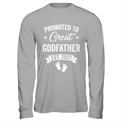 Promoted To Great Godfather Est 2027 Pregnancy Announcement Shirt & Hoodie | teecentury