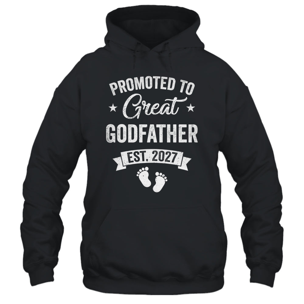 Promoted To Great Godfather Est 2027 Pregnancy Announcement Shirt & Hoodie | teecentury