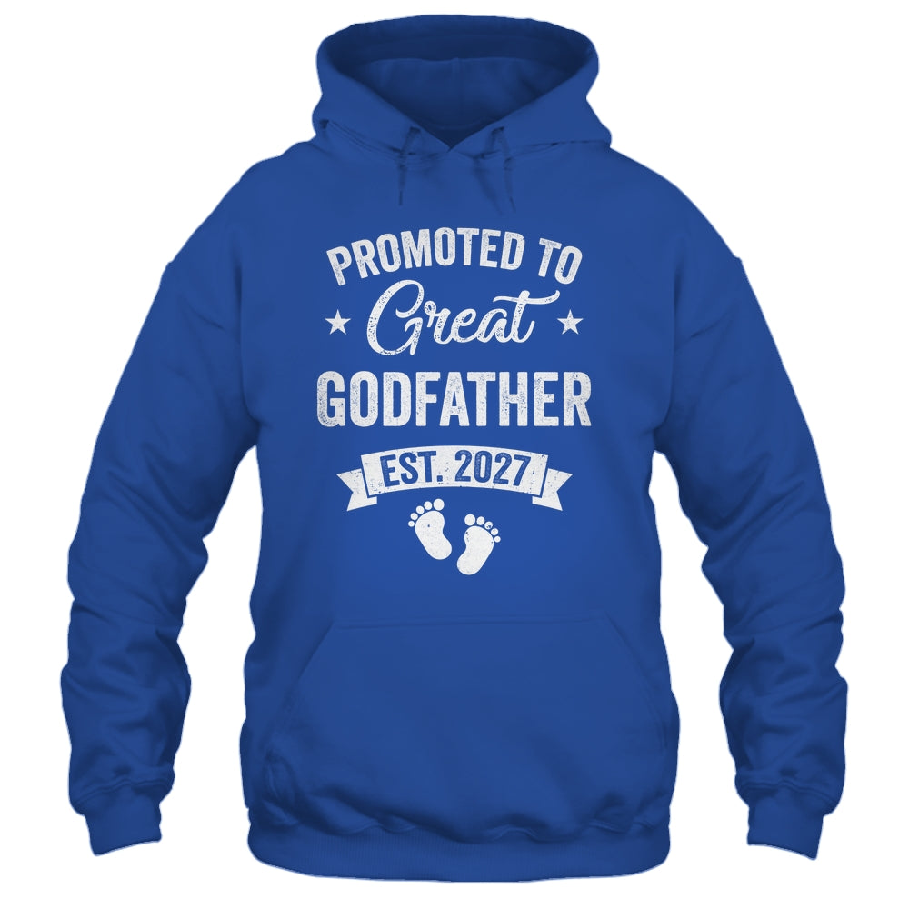 Promoted To Great Godfather Est 2027 Pregnancy Announcement Shirt & Hoodie | teecentury