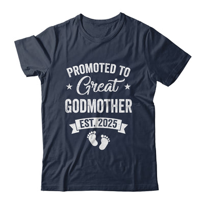 Promoted To Great Godmother Est 2025 Pregnancy Announcement Shirt & Tank Top | teecentury