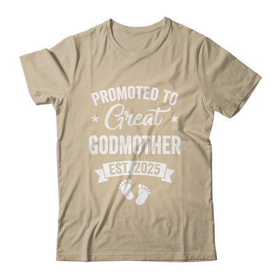 Promoted To Great Godmother Est 2025 Pregnancy Announcement Shirt & Tank Top | teecentury