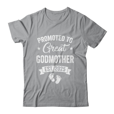 Promoted To Great Godmother Est 2025 Pregnancy Announcement Shirt & Tank Top | teecentury