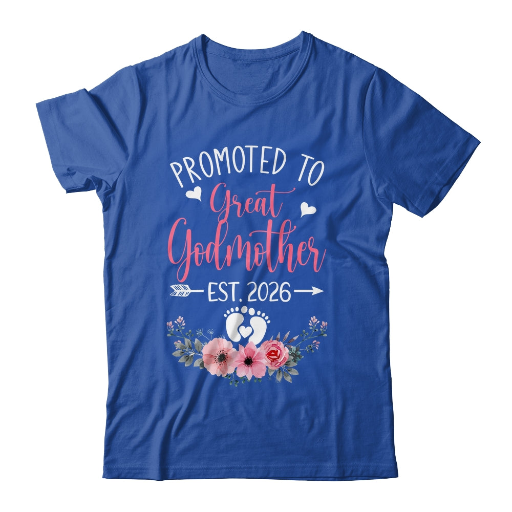 Promoted To Great Godmother Est 2026 Mothers Day Shirt & Tank Top | teecentury