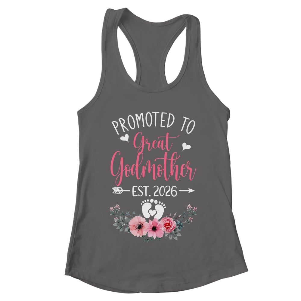 Promoted To Great Godmother Est 2026 Mothers Day Shirt & Tank Top | teecentury