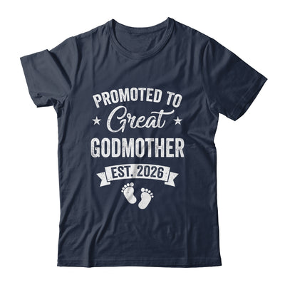 Promoted To Great Godmother Est 2026 Pregnancy Announcement Shirt & Hoodie | teecentury